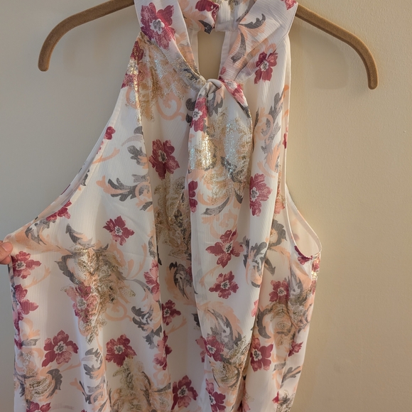 LOFT Tops - LOFT White Cream Sleeveless Tie Front Blouse Size XL